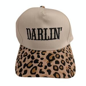 NEW Darlin Tan Beige Cream Leopard Print Adjustable Baseball Women's Hat
